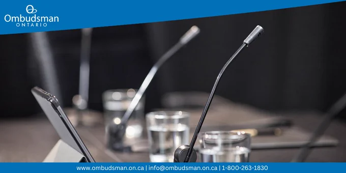 Microphones in boardroom.