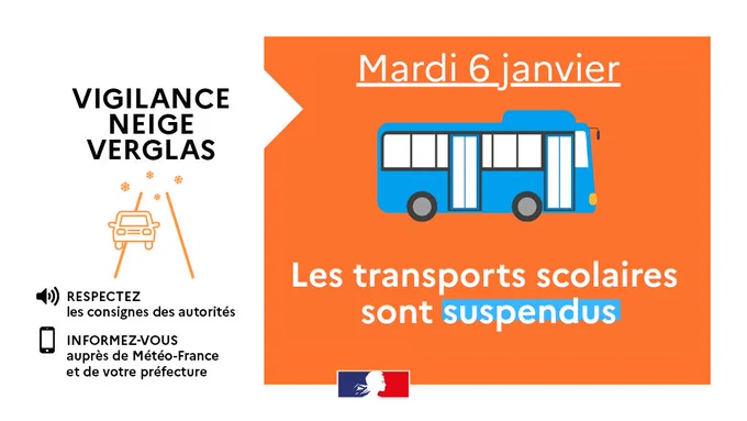 Mardi 6 janvier les transports scolaires sont suspendus dans les Yvelines