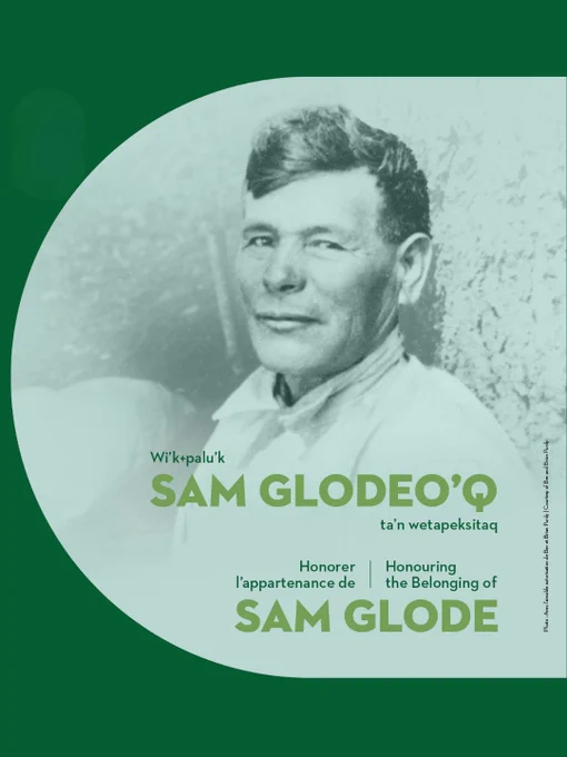  Image  présentant une photo de Sam Glode, avec un texte qui dit 'Honorer l'appartenance de Sam Glode.'