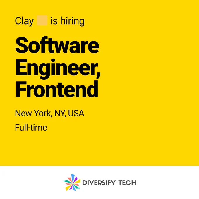 Clay 🟨 is hiring: Software Engineer, Frontend. New York, NY, USA. Full-time.