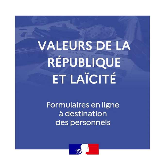 Valeurs de la République et à la laïcité : formulaires en ligne à destination des personnels de l'éducation nationale