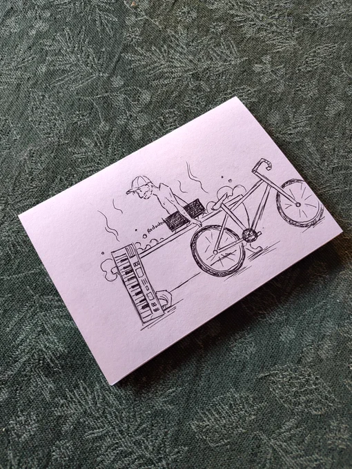 Drawing of David O' Doherty doing something to a bath