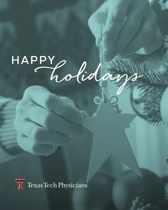 An image of two hands holding a star ornament with the words “HAPPY HOLIDAYS” 