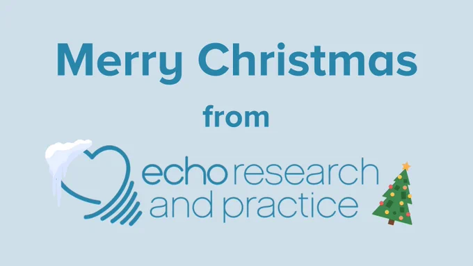 A graphic saying Merry Christmas with snow and a Christmas tree on the ERP logo