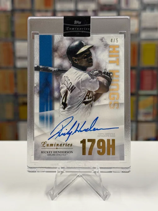 2019 Topps Luminaries Hit Kings Autograph Card
Rickey Henderson, Career-High Single-Season Hits, Athletics
(4/5)