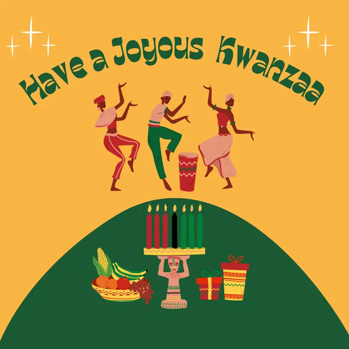 Illustration of festive Kwanzaa items "Have a Joyous Kwanzaa"