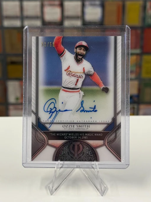 2017 Topps Tribute Certified Autograph issue
Ozzie Smith, St. Louis Cardinals
“The Wizard” Wields his Magic Wand 
October 14, 1985
(32/50)