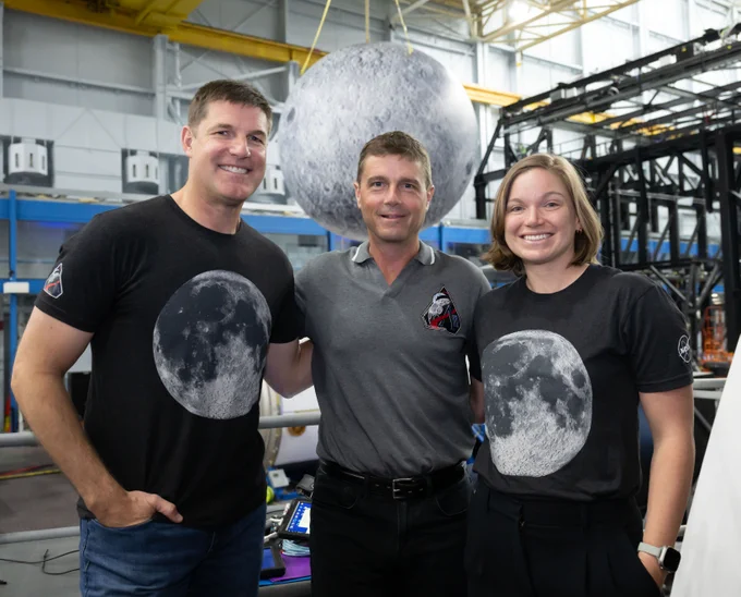 Astronauts Jeremy Hansen, Reid Wiseman and Jenni Gibbons.