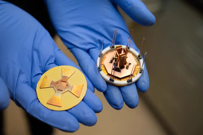 NREL researchers developed an ultra low inductance power module that switches at higher frequencies, withstands thermal cycling, and dramatically reduces size for electric vehicles and aviation. 

Image Credit:
Brooke Buchan, NREL