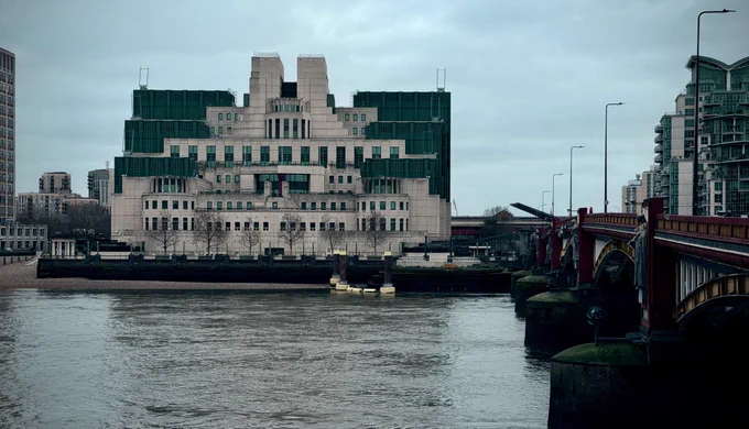 Former MI5 HQ at Vauxhall Bridge, London and the river Thames