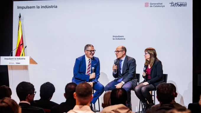 Presentació del balanç dels ajuts a la industrialització 2025 a Rubí, amb el conseller d'Empresa i Treball, Miquel Sàmper.