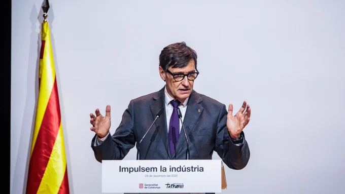 El president, Salvador Illa a l'acte de presentació de balanç dels ajuts a la indústria 2025 a Rubí.