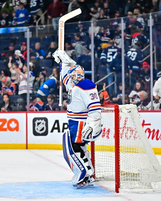 Calvin Pickard celebrating the win over the Jets. 