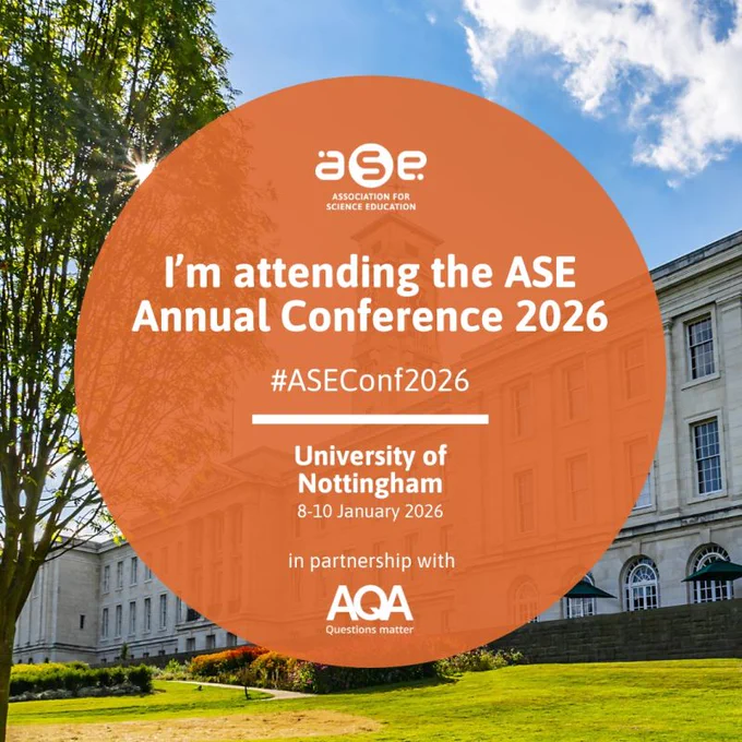 I'm attending the ASE Annual Conference 2026
#ASEConf2026
University of Nottingham 8-10 January 2026
In partnership with AQA