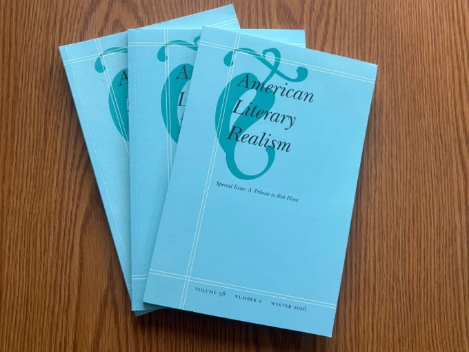 Cover of American Literary Realism, Volume 58, Number 2, Winter 2026
Light blue background with darker abstract design, table of contents text