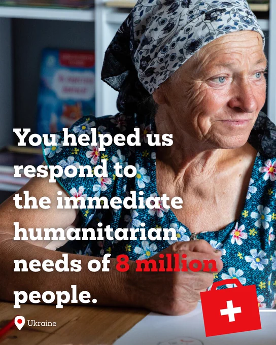 You helped us respond to the immediate humanitarian needs of 8 million people