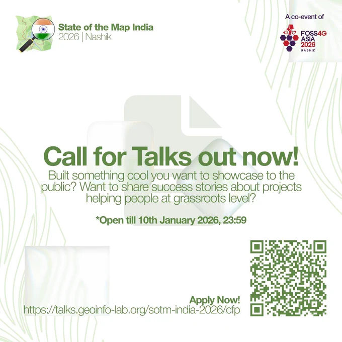 Call for Talk out now poster for State of the Map India 2026 | Nashik