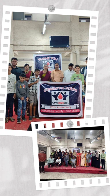 Group picture of Ms. Parthasarathi with children of Hemophilia 