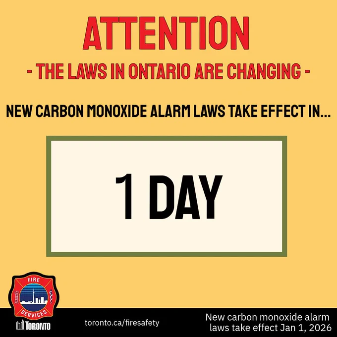 Ontario announces new carbon monoxide alarm laws effective in 1 day, urging residents to prepare.