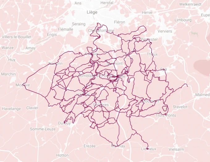 Carte récapitulative de mes sorties vélo en 2025