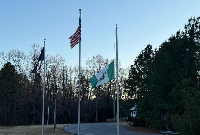 Henrico County flag lowered to half staff in honor of Retired Assistant Chief Herman "Rocky" Hudson for his funeral services on Dec. 30, 2025.