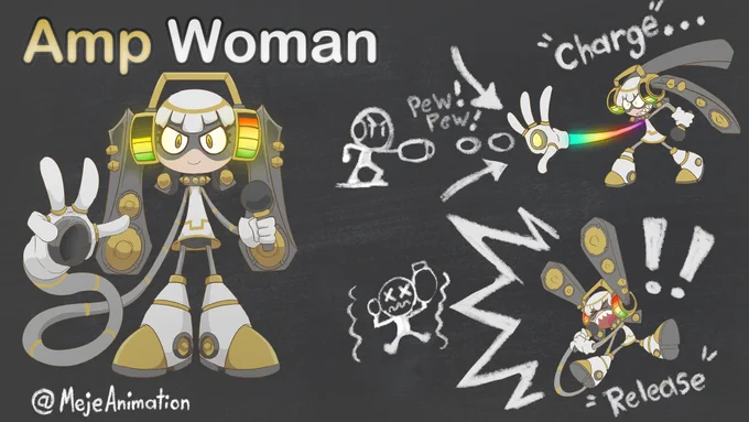 She was rebuilt as a weapon by Dr. Wily to stun and confuse her enemies' circuits with powerful sonic waves. Her arm absorbs energy and transforms it into noise. She is an Idol who steals the hearts of her fans and uses her fame to discredit Mega Man.

