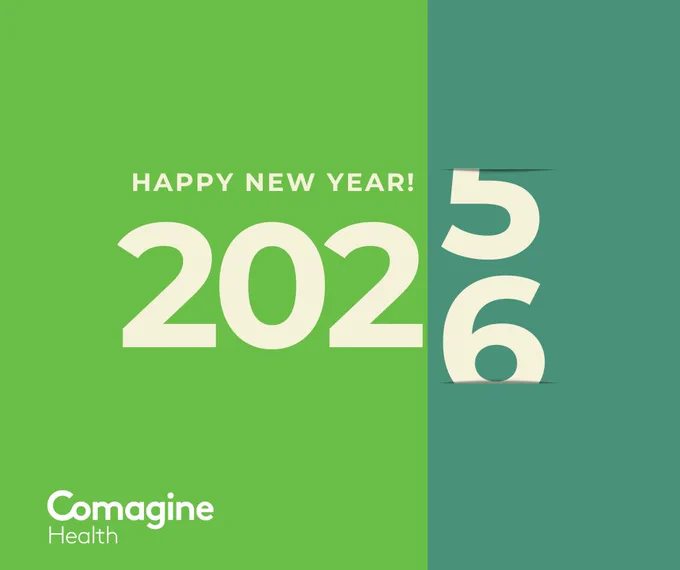 Graphic with the text "Happy New Year!" and "2025" turning to "2026."