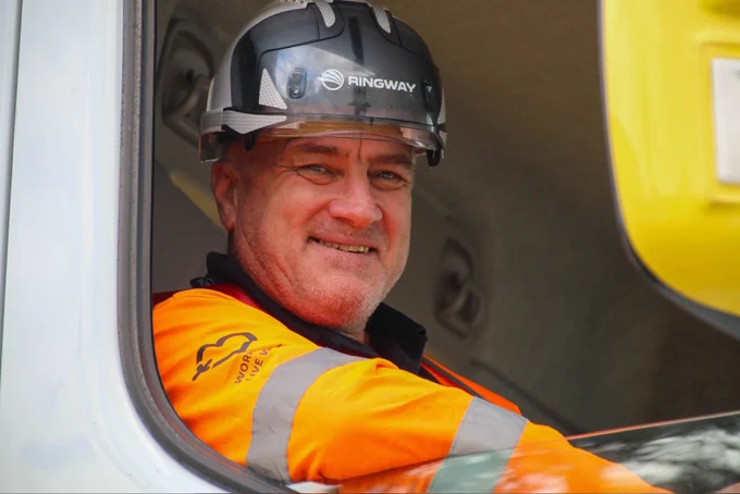 Gritter driver in the gritter