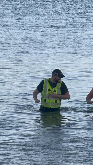PC Shaw in tge water