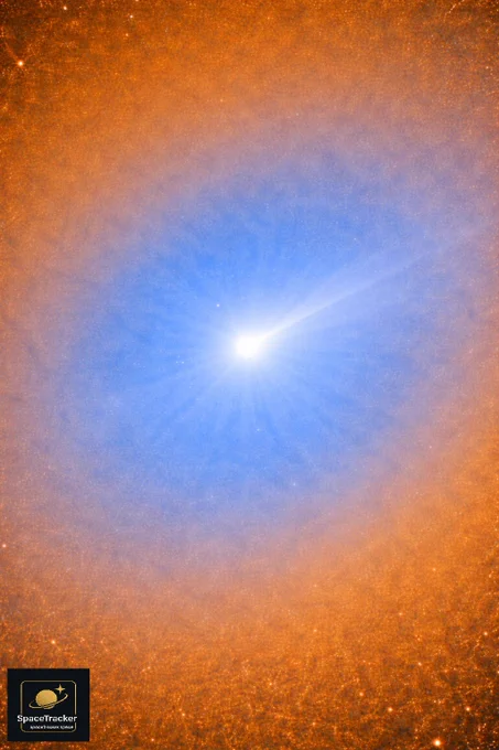 A highly magnified NASA deep-space image of the interstellar object 3I/ATLAS, captured on November 30, 2025, showing an intensely bright, compact core surrounded by a luminous blue ion envelope. From the nucleus, multiple narrow, radial jets erupt symmetrically in all directions, forming a starburst-like pattern. The jets appear highly collimated and coherent, indicating energetic, focused outgassing rather than diffuse dust release. The blue coloration suggests dominance of ionized gases interacting with solar radiation, while the absence of a broad dust coma highlights an unusually dense and structured nucleus. This extreme jet activity is unlike typical solar-system comets and supports the interstellar nature of 3I/ATLAS.

🛰 Source: NASA
🧪 Image processing: Ammar A. — SpaceTracker.space