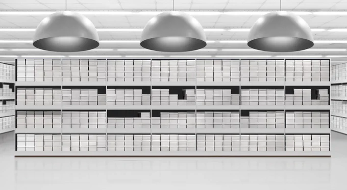 Shoe store interior featuring long, clean shelving units fully stocked with brandless shoe boxes. Ideal for branding, or retail mock-ups.

https://www.istockphoto.com/portfolio/Pandza?mediatype=photography

#ShoeStore #FootwearRetail #BrandlessPackaging #ShoeBoxes #MinimalRetail #ModernStore #RetailInterior #StoreDesign