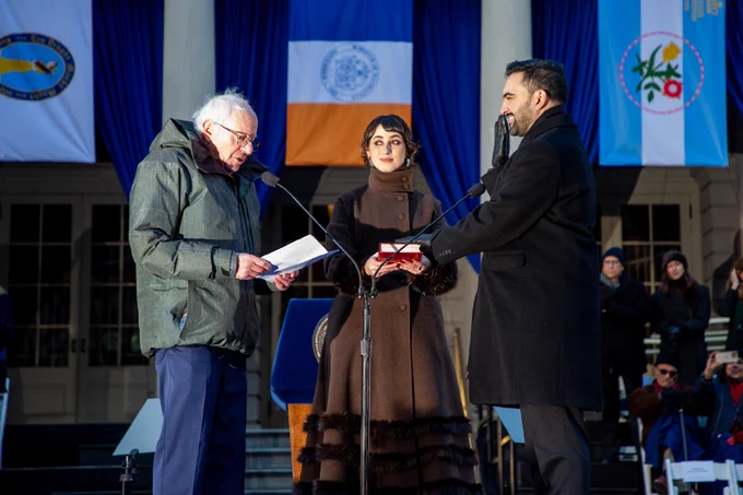 Senator Bernie Sanders swears in Mayor Zohran Mamdani.
