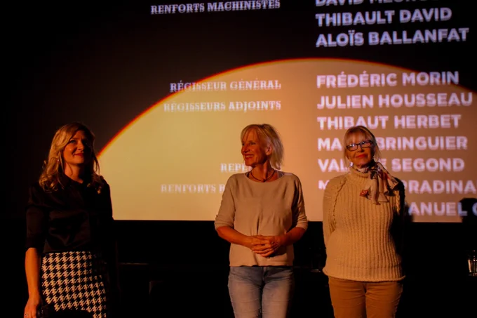 Zürich, Nov 2025 Films For Future, vlnr: Stephanie Eger, Eva Stegen, Maureen Kearney. 