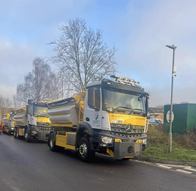 Gritters lined up ready to go out