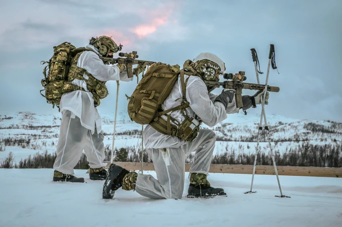 Royal Marines operate on skis in the Arctic
