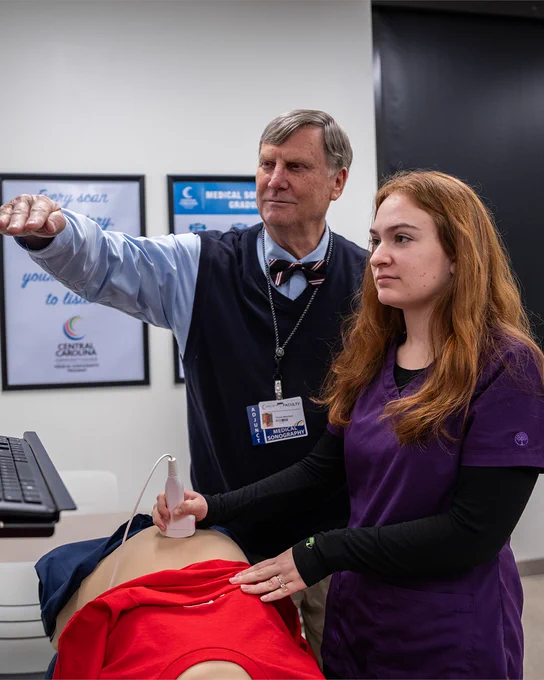 medical sonography student and instructor