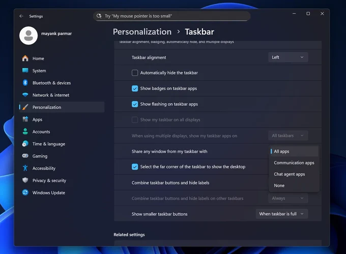 Disable share with copilot on the taskbar