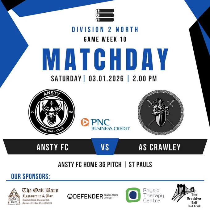 Division 2 North. Matchday. Ansty FC vs AS Crawley.