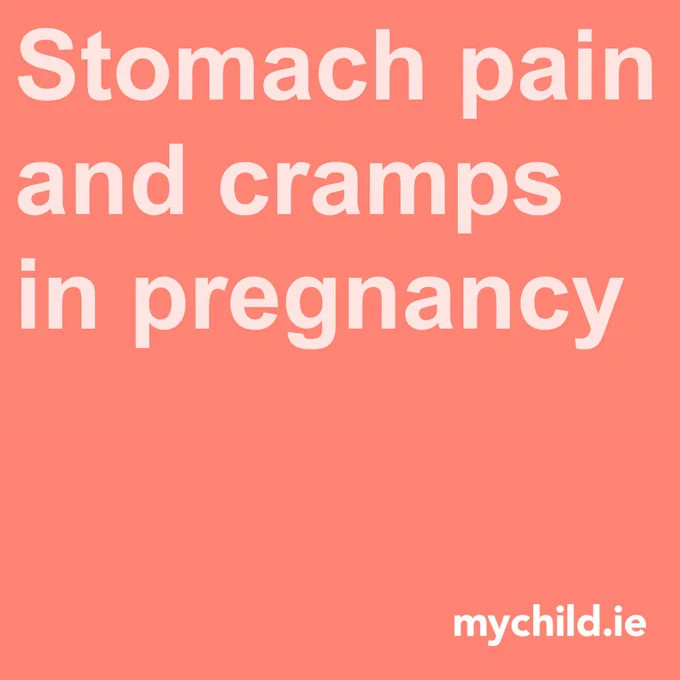 Text that says 'Stomach pain and cramps in pregnancy'. 
