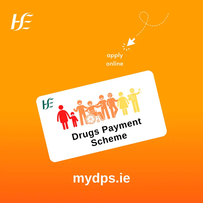 A drugs  payment scheme card with the text 'Apply online'. 