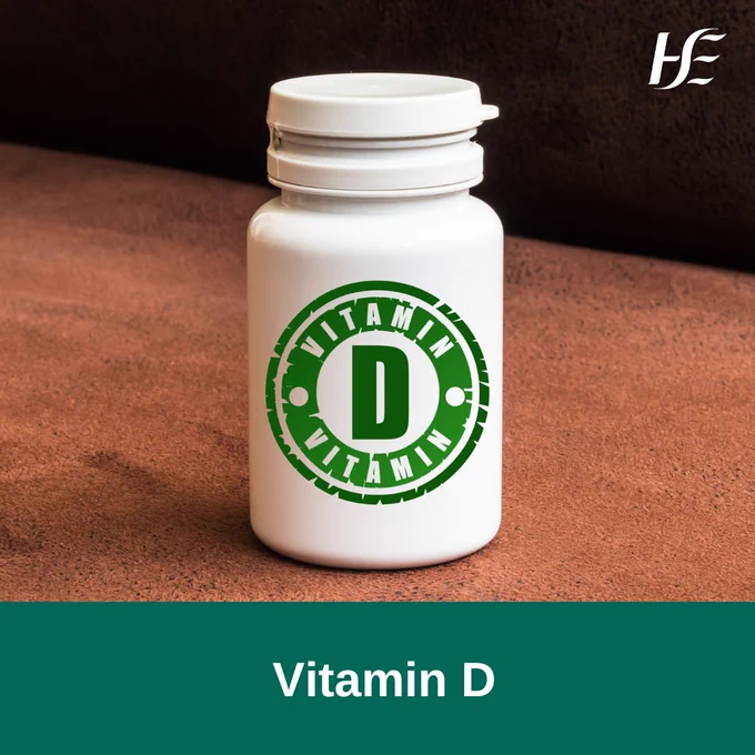 Vitamin D supplement in a bottle.