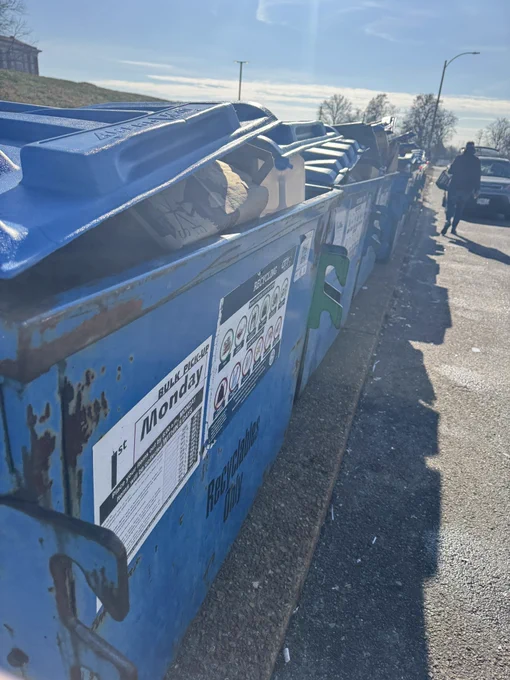 Recycling dumpster along Fyler in St. Louis