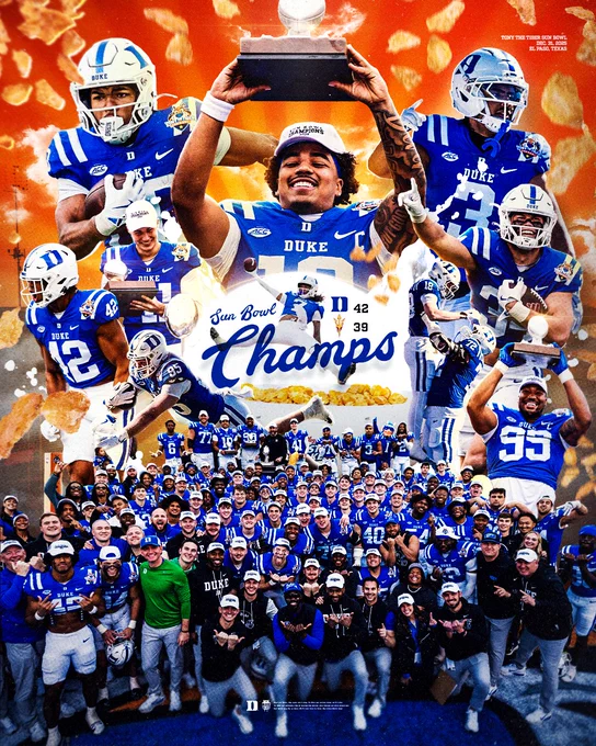 Collage of photos from Duke’s 42-39 Sun bowl win over Arizona State