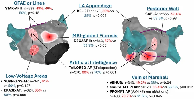 Fig. 1. Summary of notable randomised controlled trials of catheter ablation beyond PVI for persistent AF.