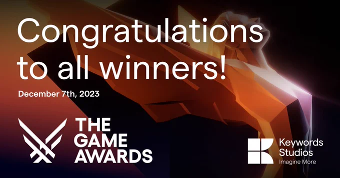 Golden Game Awards trophy on a black background and with the white event logo. 