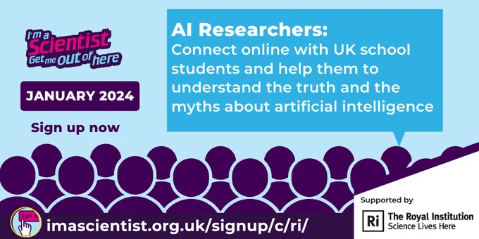 Graphic: AS Researchers: Connect online with UK school students and help them to understand the truth and the myths about artificial intelligence.