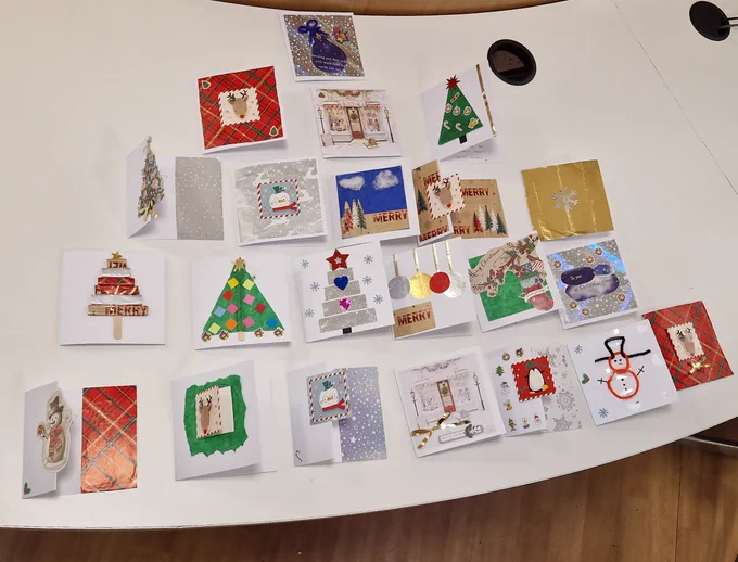 Christmas Cards made at Ingol library