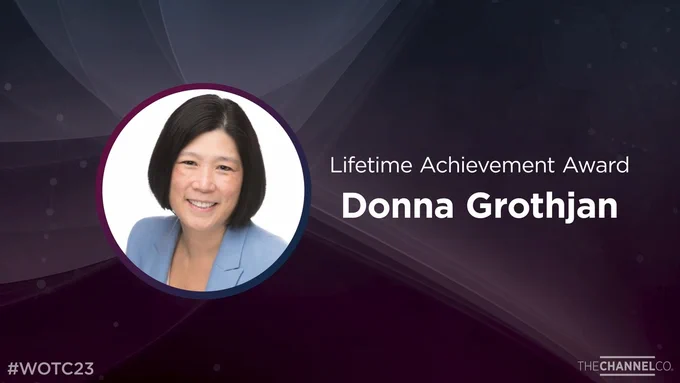 Thumbnail for the CRNtv video, "Donna Grothjan - Lifetime Achievement Award: CRN Women of the Year Award Gala," featuring a headshot of Donna and text that says, "Lifetime Achievement Award - Donna Grothjan."