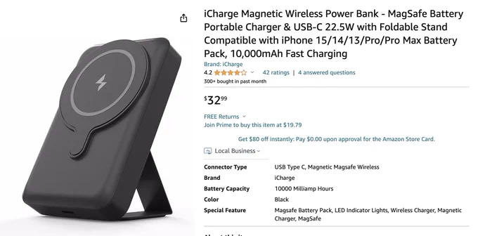 The official iCharge® Brand Magsafe Battery Pack on sale now at Amazon Prime.