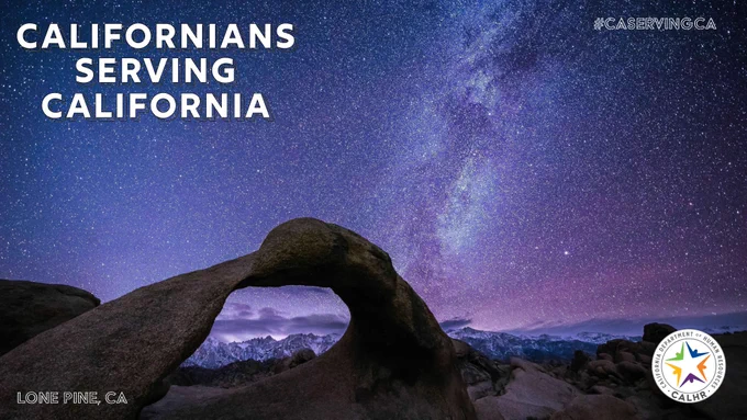 Californians Serving California virtual background. Lone Pine under the stars.